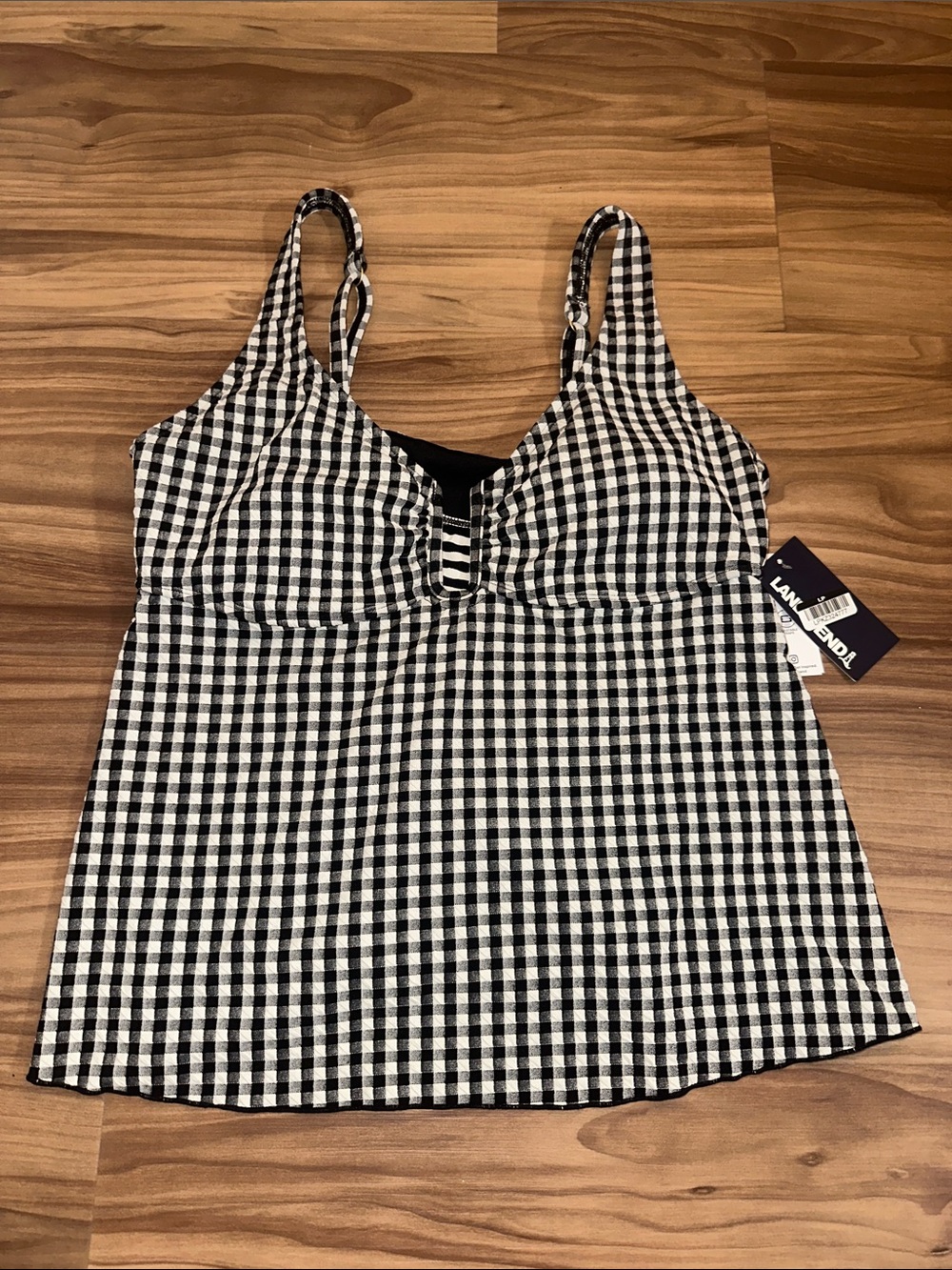 Lands' End Black & White Gingham Camisole Tank